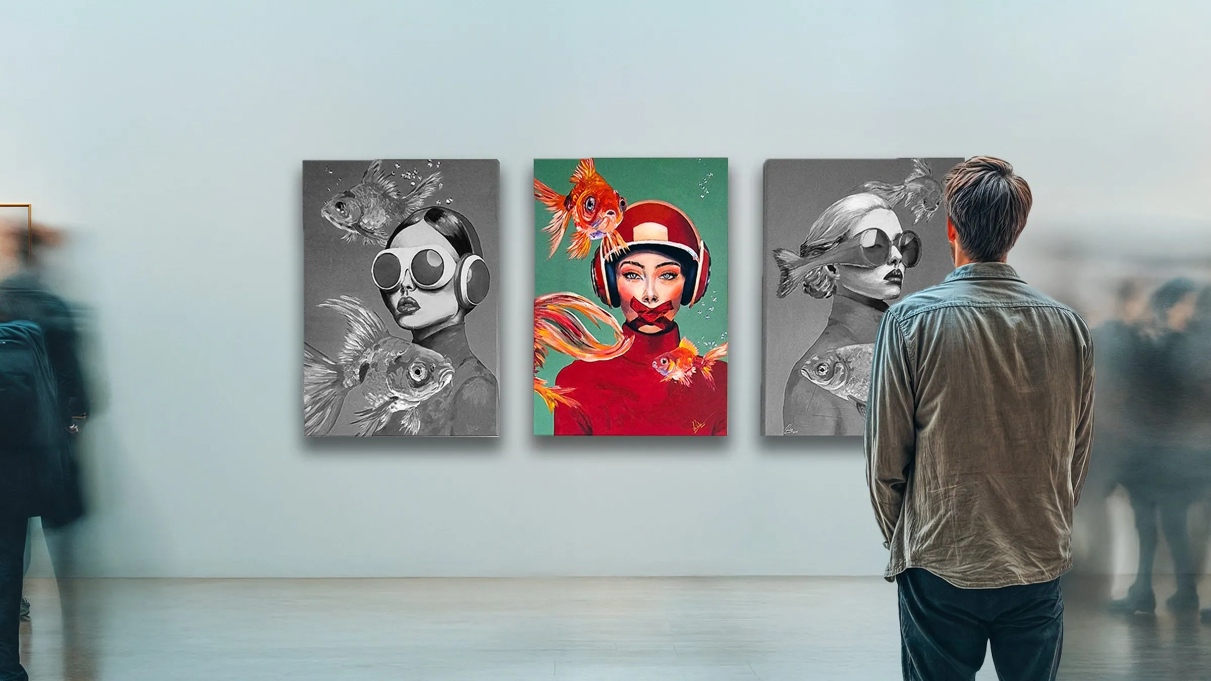 Surrealismus hängt in Galerie