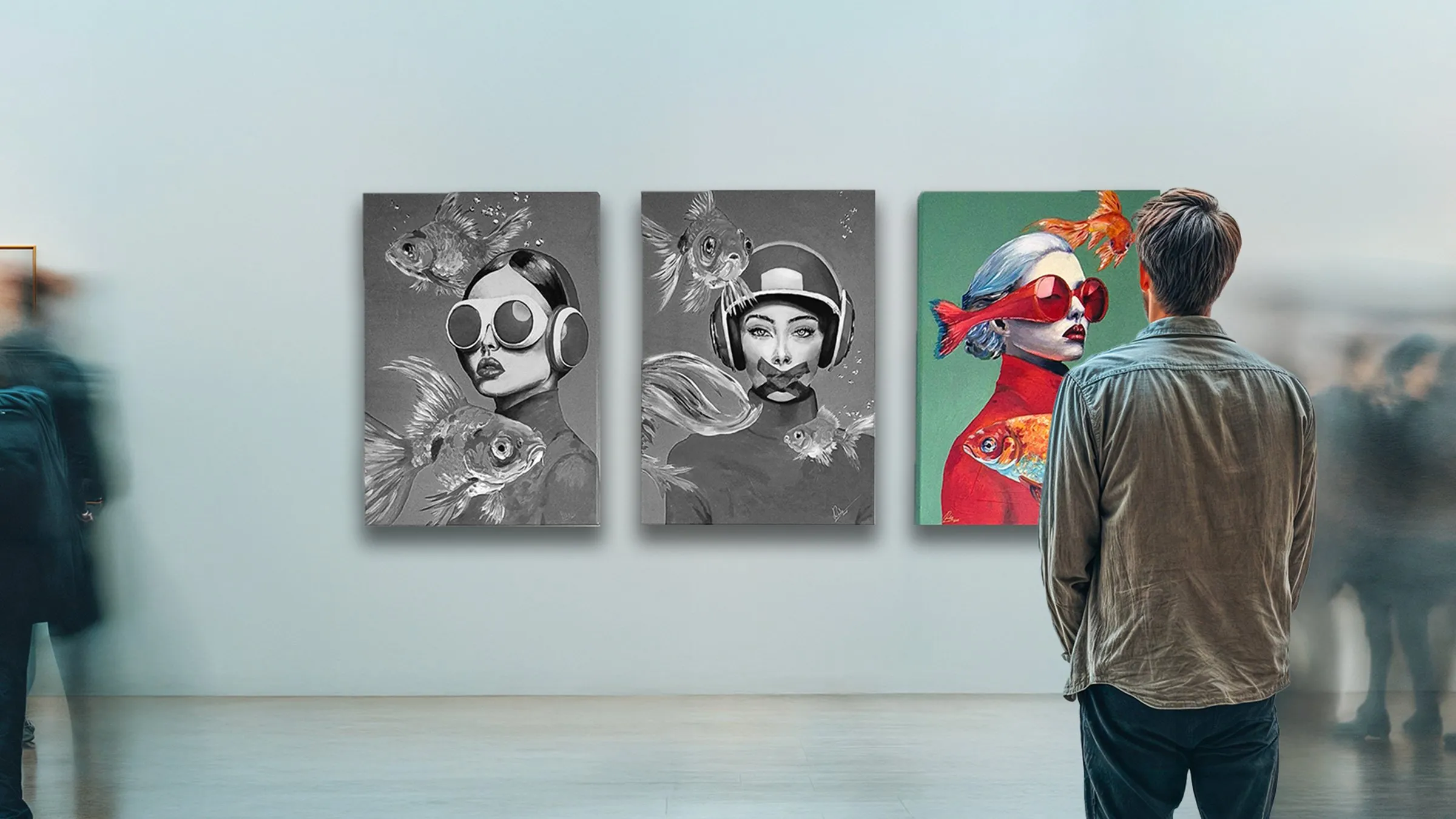 Surrealismus hängt in Galerie