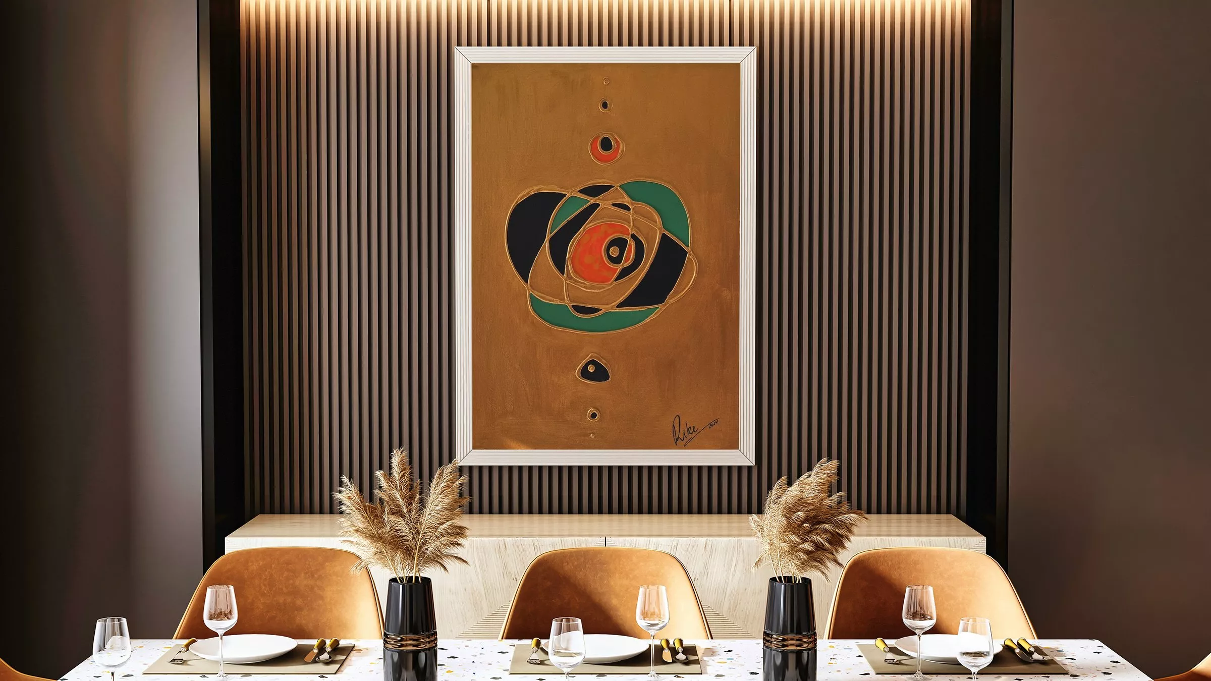 Kunstwerk der Malerin Rike WolkeSieben Orbit