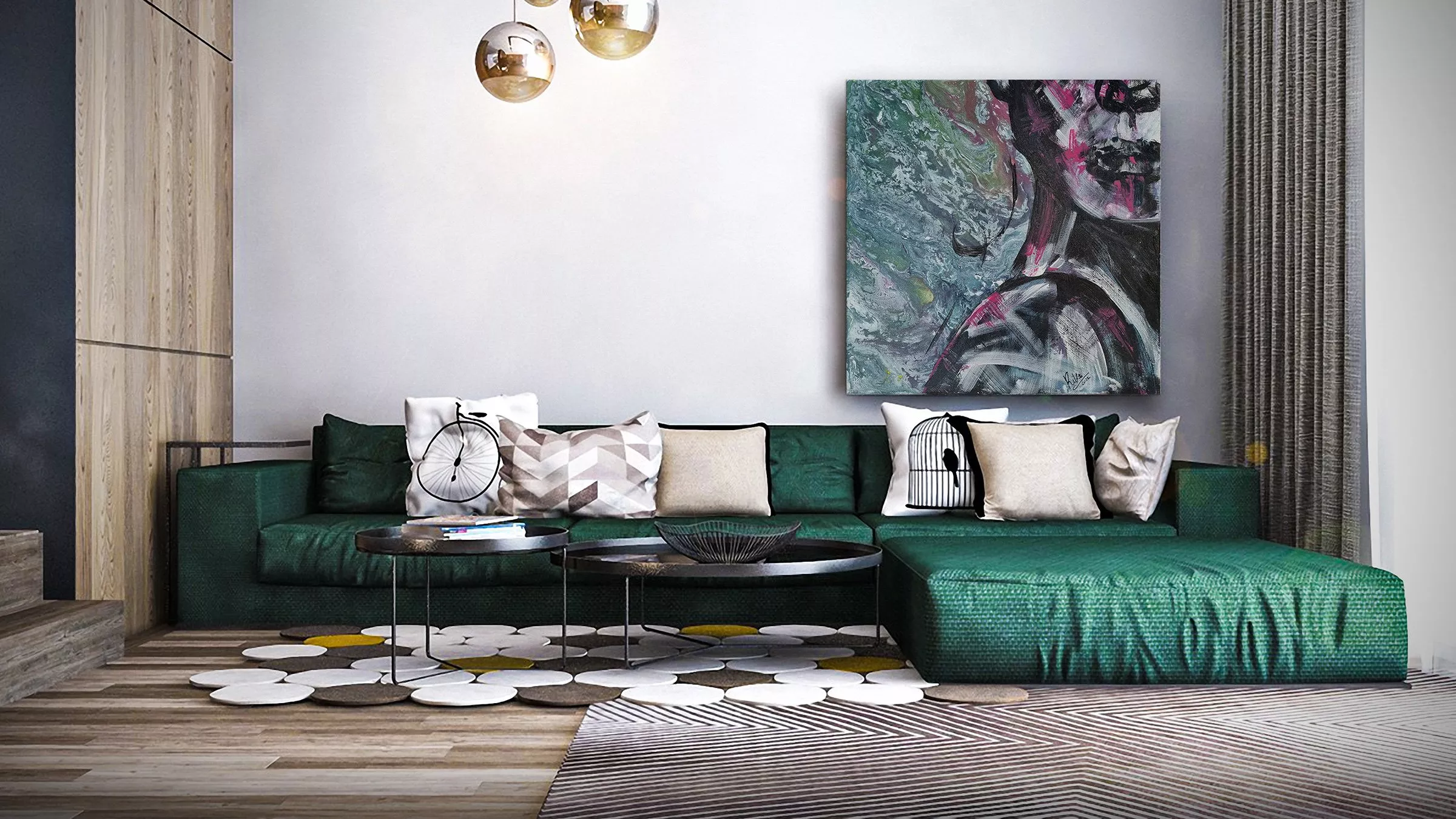 Portraitmalerei Leinwand hängt an Wand