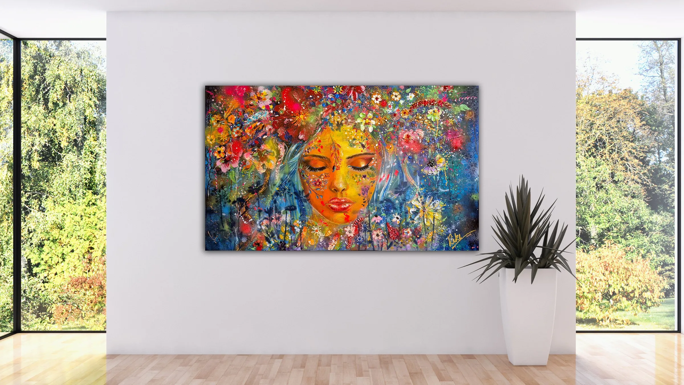 Sonnenwild von Künstlerin Rike WolkeSieben, Mixed Media Kunstwerk Pop-Art Urban