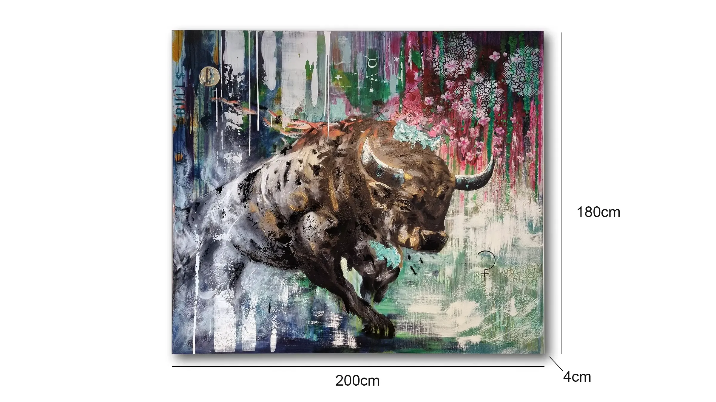 Stier Unikat Leinwand Großformat WolkeSieben