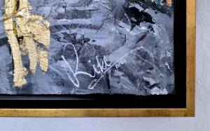 Detail Kunstwerk Acryl auf Leinwand Rike Wolke7 Schattenfugenrahmen