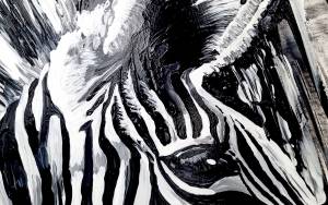 Zebra auf Leinwand von Rike WolkeSieben Auge