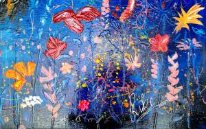 Detail Tiefgang Blumen von Künstlerin Rike WolkeSieben zeitgenössische Kunst