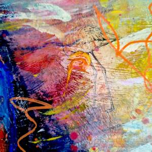 Detail Tiefgang Vogel Strauß von Künstlerin Rike WolkeSieben zeitgenössische Kunst