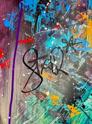 Detail Mickey Maus Graffiti, Kunstwerk Acryl auf Leinwand von Künstlerin Rike WolkeSieben