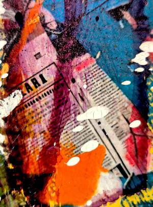 Detail Mickey Maus Hintergrundgestaltung, Kunstwerk Acryl auf Leinwand von Künstlerin Rike WolkeSieben